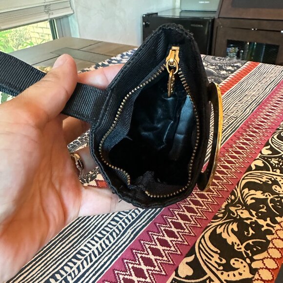 Celine Nylon Canvas Black Mini Zip-top Pouch Gold Circle Logo, Pre-owned - Picture 7 of 9